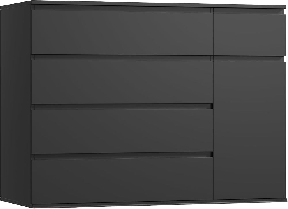 FOTOSOK Black Dresser, Dresser for Bedroom, Wide Chest of Drawers