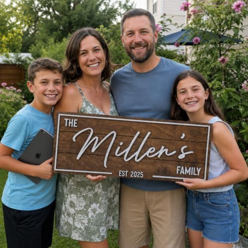 Personalized Family Name Sign - Custom Art Deco Last Name Wood Wall Decor Pla...