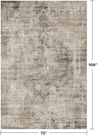 6x9 Neutral Taupe Brown Vintage Rug for Living Room, Bedroom Under Bed, Dinin...
