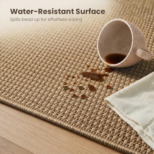 Washable Easy Jute Rug 5x7, Non Slip, Indoor Outdoor Natural Color Fiber Area...