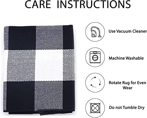 IOHOUZE 4x6 Buffalo Plaid Outdoor Rug, Washable Front Porch, Black White