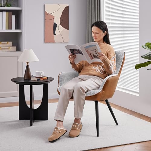 Yaheetech Accent Chair, Upholstered Armchair, Gray/Retro Brown