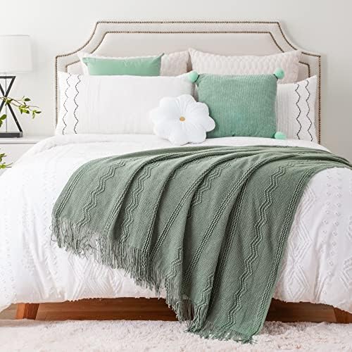 BATTILO HOME Sage Green Throw Blanket for Couch, 50"x60"