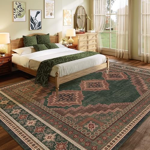 8x10 Area Rug - Washable Ultra-Thin Carpet Non-Slip Dark Brown