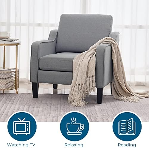 VINGLI Accent Chairs Set of 2, Linen Upholstered Armchair, Living Room