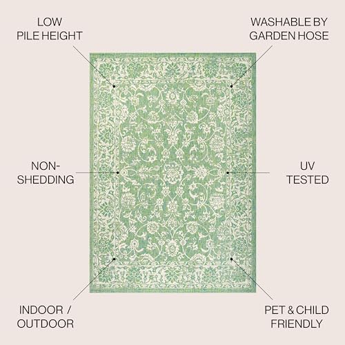 JONATHAN Y Weave Floral Indoor Outdoor Area Rug 4X6 Cream/Green, Tela Bohemia...