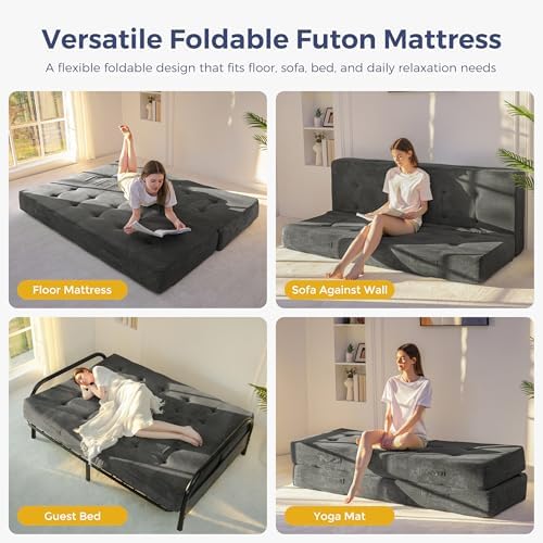 MAXYOYO Foldable Mattress, 8-Inch Tufted Futon Mattress with Handles