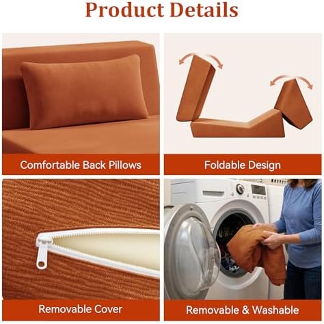 Fold Out Chair Bed, Folding Sofa Bed, 3 in 1 Convertible Sleeper Chair Bed fo...