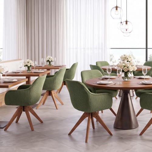 Furniliving Swivel Dining Chairs Set of 2, Mid Century Modern Corduroy Swivel...