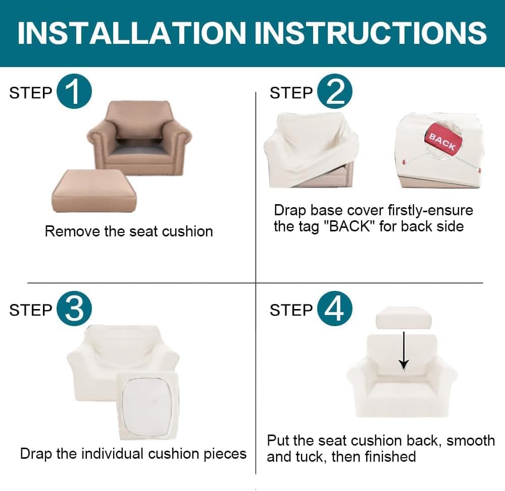 Turquoize 2 Piece Chair Covers Armchair Slipcovers for Living Room Armchair S...