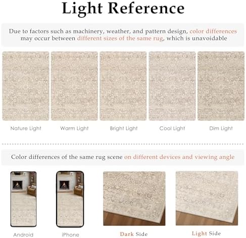 8x10 Area Rug for Living Room Vintage Printed Beige Rugs