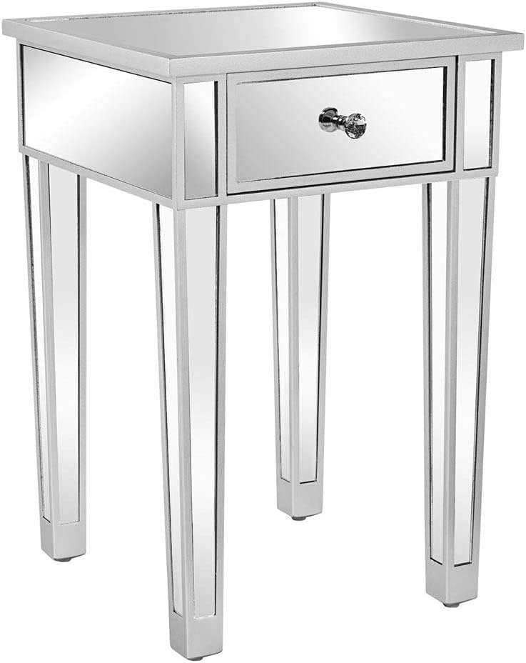 Bonnlo Mirrored Nightstand Set of 2, End Table, Small Modern Bedside Table/Ni...