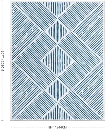 YIHOUSE 8‘x10' Washable Blue and White Rug, Modern Area Rug for Living Room