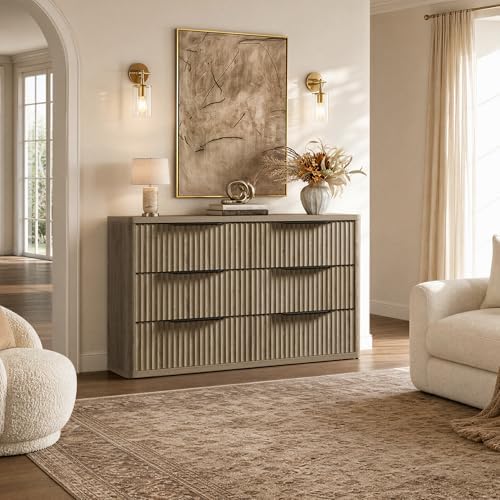 SICOTAS Bedroom Dresser with 12 Deep Wide Large Fluted Drawers for Closet