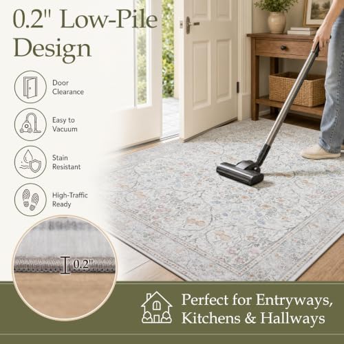 JOLLYVOGUE 8x10 Area Rugs for Living Room, Washable Rug, Beige