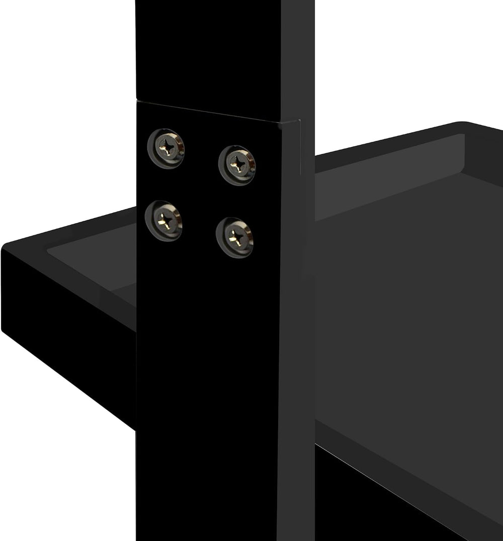 Modern 5 Tier Leaning Wall Ladder Bookshelf, Black, 70 Inches | Storage Rack,...