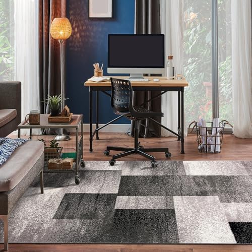 Rugshop Distressed Boxes Modern Non-Shedding Cozy Area Rug Gray 5' x 7'