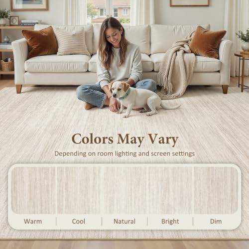 9x12 Area Rug Living Room Washable Rugs, Abstract Beige