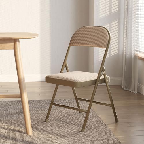 Nazhura 4 Pack Folding Chairs, Fabric Dining Chair Set with Padded Cushion an...