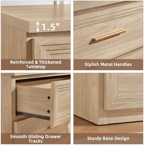 RWYHG Dresser for Bedroom 5 Drawer 45" Tall with Gold Handle Closet Storage