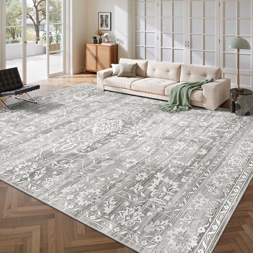 Soalmost 8x10 Area Rugs for Living Room, Washable Bedroom Soft Rug Grey