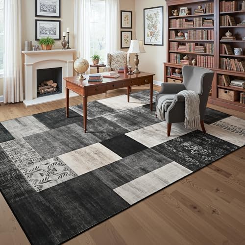 Tepook 8x10 Area Rugs for Living Room, Washable Large Geometric Bedroom Rug