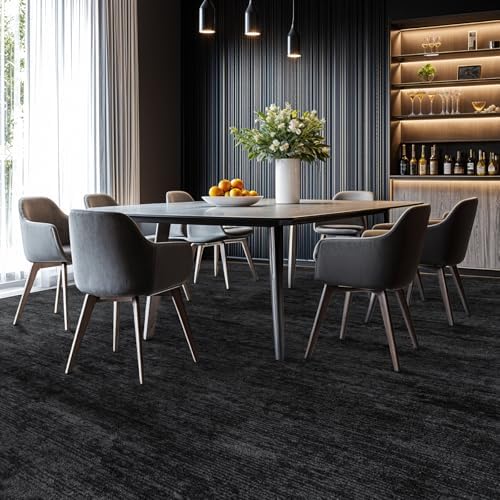 9x12 Washable Area Rug, Black Solid Area Rugs for Living Room & Bedroom