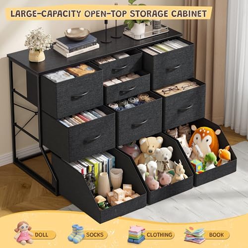 Romorgniz Dresser for Bedroom, 7 Drawer and 3 Open Cubby, Modern Bedroom