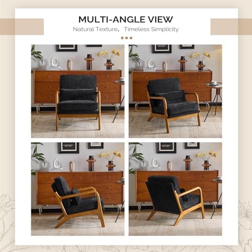VINGLI Chenille Mid-Century Modern Accent Chair, Cute Reading Arm Chair with ...
