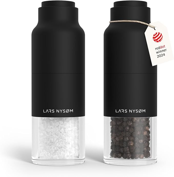 LARS NYSØM Salt and Pepper Grinder Set, Stainless Steel Manual Salt and Pepper by LN