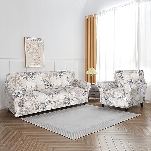 SearchI Stretch Sofa Cover Printed Couch Covers, Floral Pattern 2 Piece Armch...