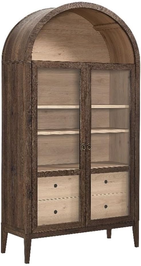 Modway Nolan Tall Arched Storage Display Cabinet in Walnut Light Oak - 74 Inc...