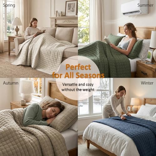 WDCOZY Cloud Soft Quilt Set, King Size, Beige, 3 Pieces 104x90 inches