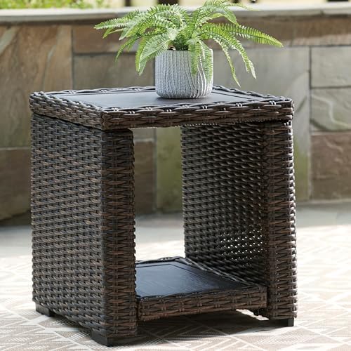 Signature Design by Ashley Grasson Lane Outdoor Rattan Square End Table with ...
