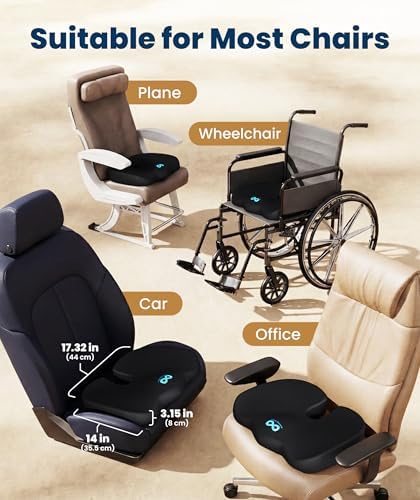 Everlasting Comfort Doctor Recommended Memory Foam Seat Cushion for Office Ch...