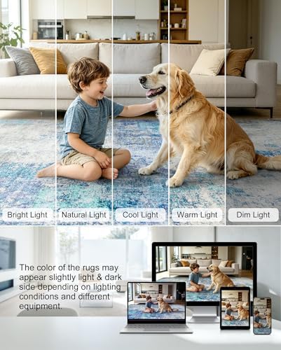 Washable Area Rug Living Room Rugs 10x14 - Neutral Modern Abstract Rugs Soft ...