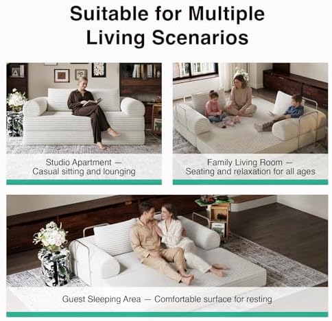 Novilla 75" Convertible Futon Sofa Bed, Boneless Couch with Smarts Coil®...