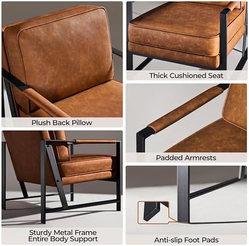 Yaheetech Mid-Century Accent Chair, Modern Armchair, Light Brown