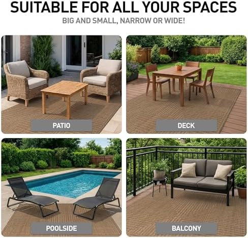 Rugshop Linear Jute-Style Indoor Outdoor Area Rug Sand/Natural 7'10"...