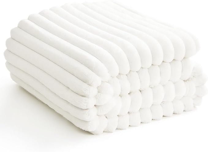 HIMEET Off White Ribbed Twin Blanket by Unknown