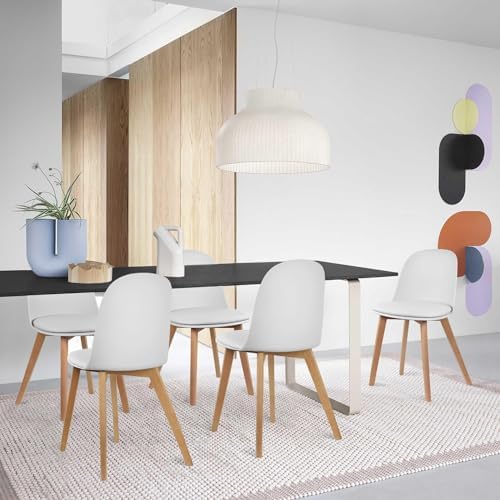 2xhome Modern Armless Dining Chair | Plastic Shell with PU Leather Cushion Pa...
