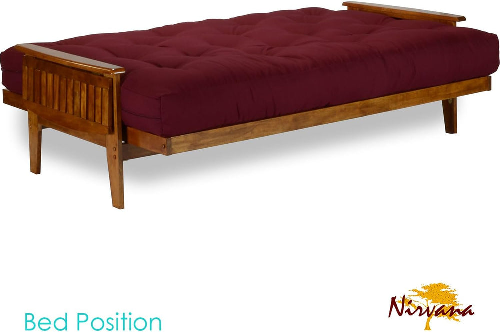 Eastridge Futon Set - Full Size, Frame, 8" Mattress, Twill Burgundy Cover