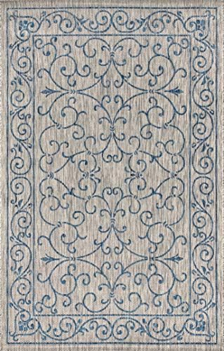JONATHAN Y Vintage Filigree Indoor Outdoor Area Rug 4X6 Gray/Navy, Charleston...