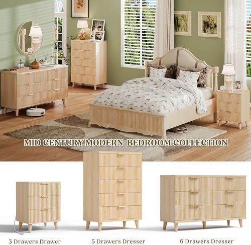 Modern Dresser and Nightstand Sets 3-Piece, 2 Nightstands 6-Drawer Dresser