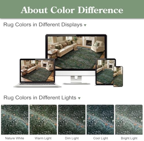 Lahome Dark Green Area Rugs 8x10, Soft 8x10 Washable Rugs for Living Room