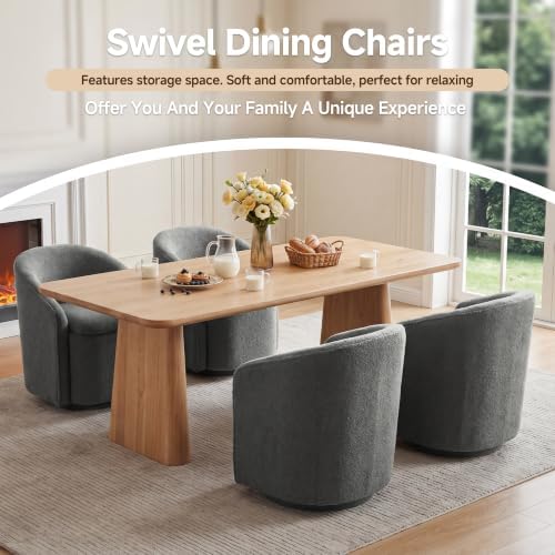 Swivel Accent Chair,Vanity Stool with Storage 360 ° Rotation Teddy Fleece Com...