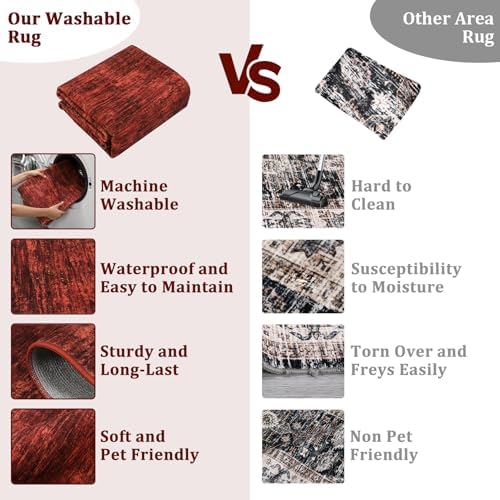 RUGSREAL Washable Rug 10x13 for Living Room Modern Abstract Area Rug Non-Slip...