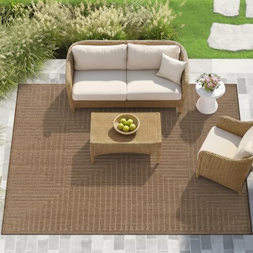 Rugshop Linear Jute-Style Indoor Outdoor Area Rug Sand/Natural 7'10"...