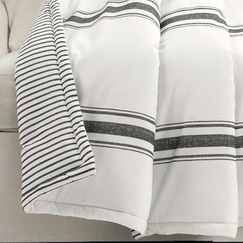 Lush Decor Farmhouse Stripe Reversible Throw, Single, 50" W x 60" L...