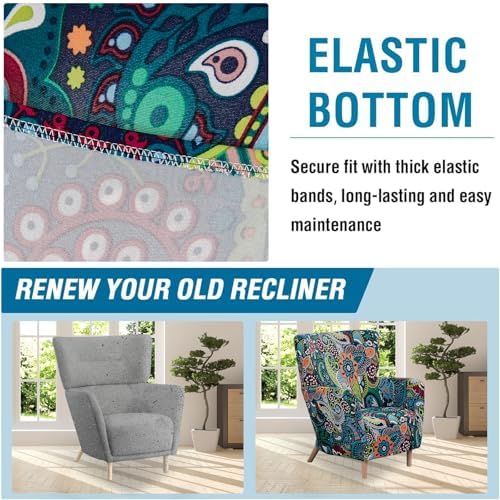NILUOH Armchair Slipcover 1-Piece Stretch Velvet Wing Back Chair Sofa Slipcov...